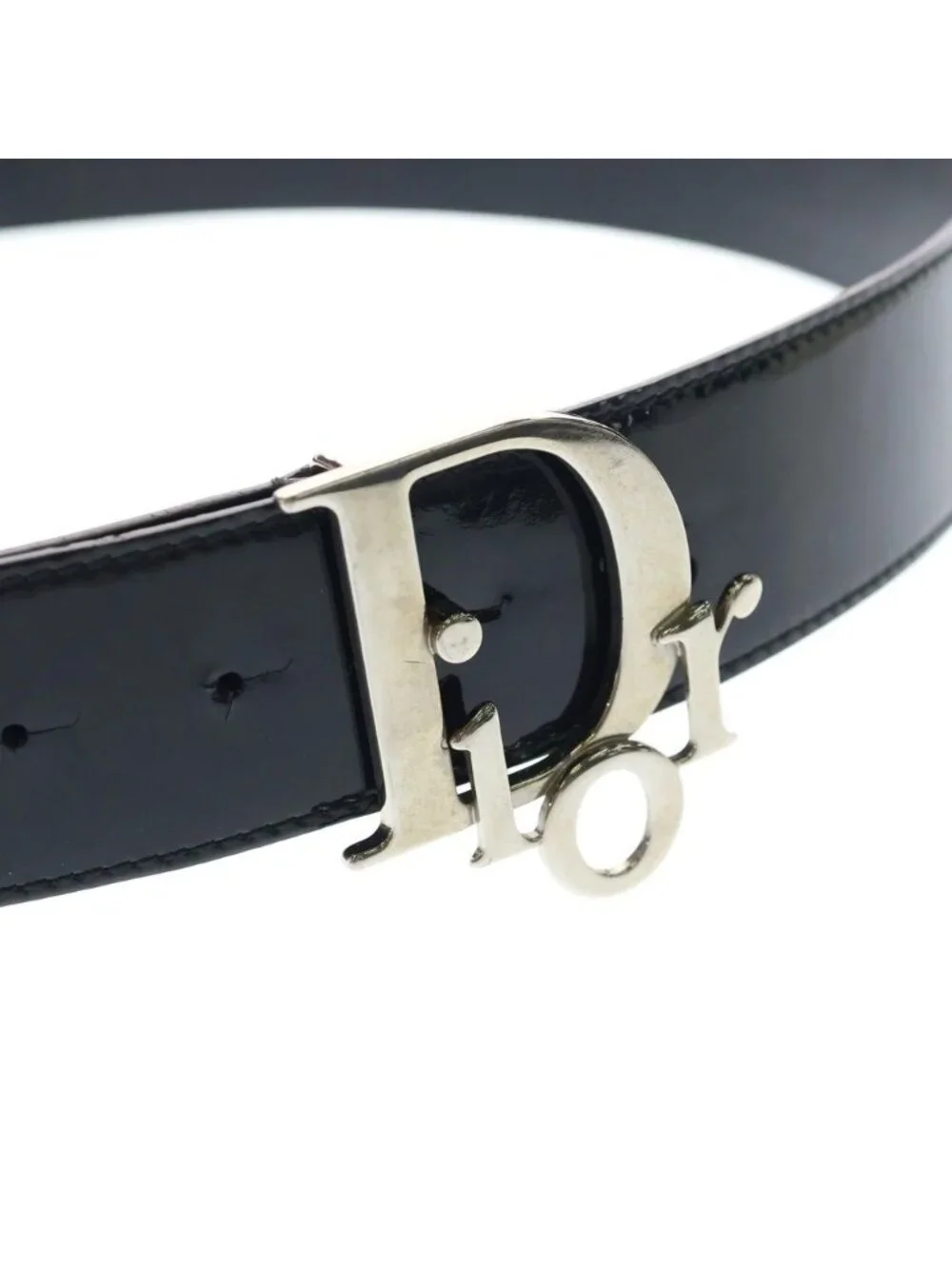 Dior Logo Buckle Patent Leather Belt Black